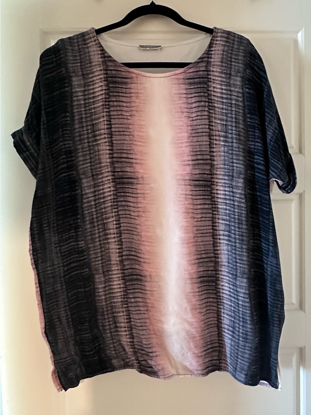 Naya Vertical Ombre Stripe Short Sleeve Top - Pink & Black